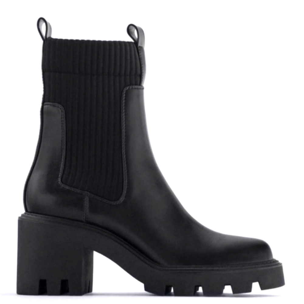 ZARA Chunky Platform Heel Sock Boots - Black